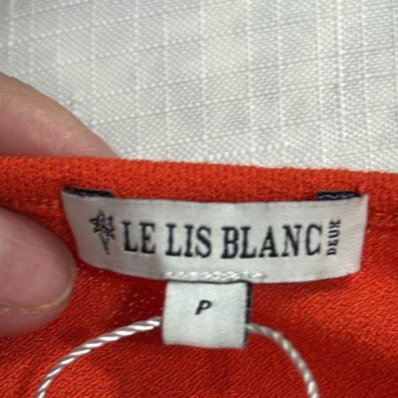 (T6) LE LIS BLANC DEUX, Orange stretch blouse with full sleeves,size P/M USA - Picture 10 of 12